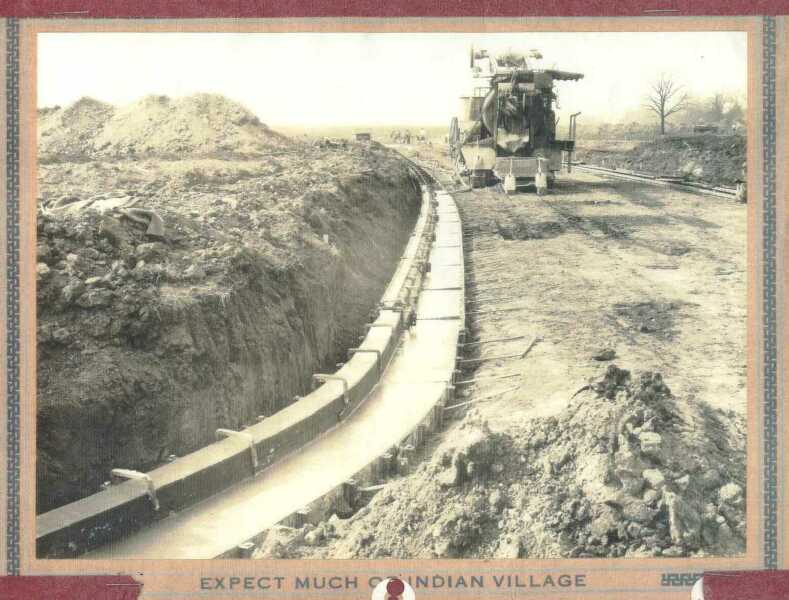 Road construction machinery building Indian Village boulevards, c. 1927